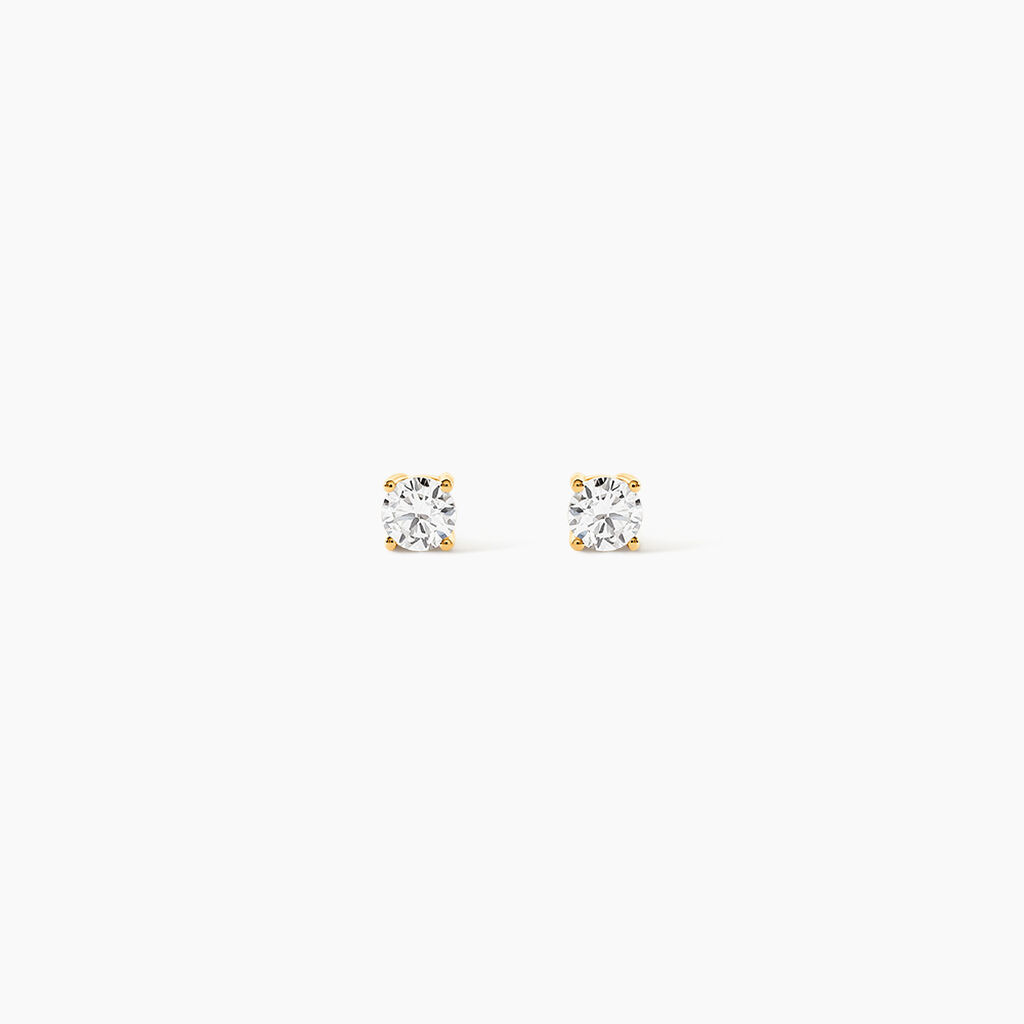 Boucles D'oreilles Puces One Or Jaune Diamants - Clous d'oreilles Femme | Histoire d&rsquo;Or