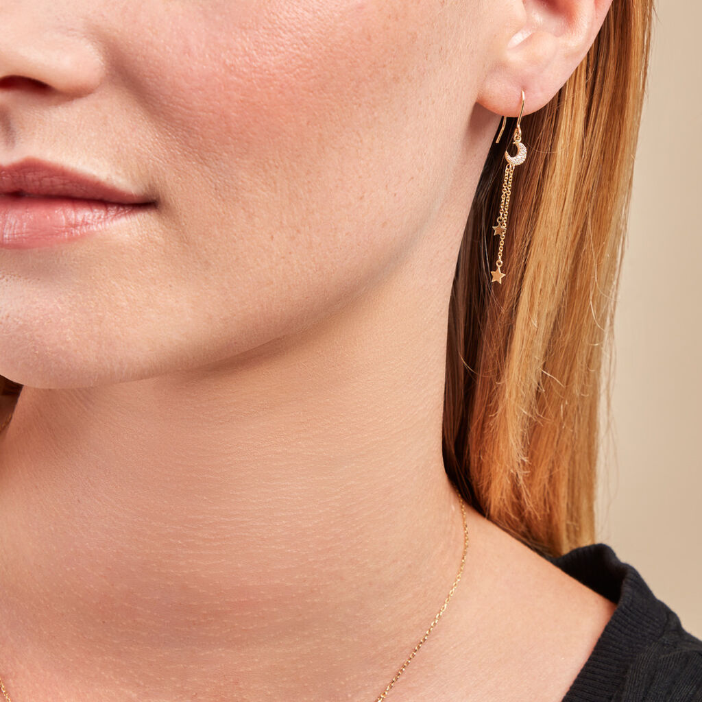 Boucles D'oreilles Pendantes Stellar Or Jaune Oxyde De Zirconium - Boucles d'oreilles pendantes Femme | Histoire d’Or