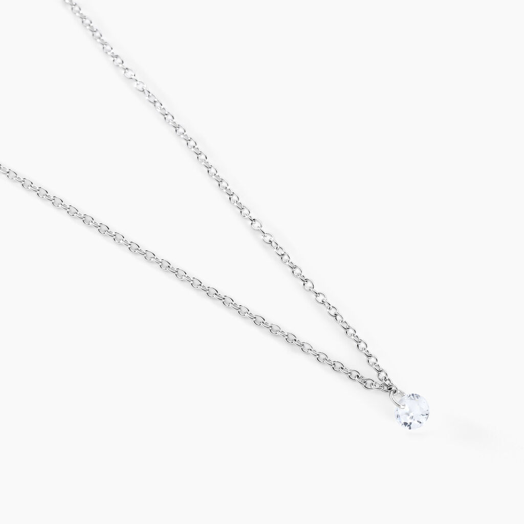 Collier Court Argent Blanc Constantin Oxyde De Zirconium - Ras de cou Femme | Histoire d’Or