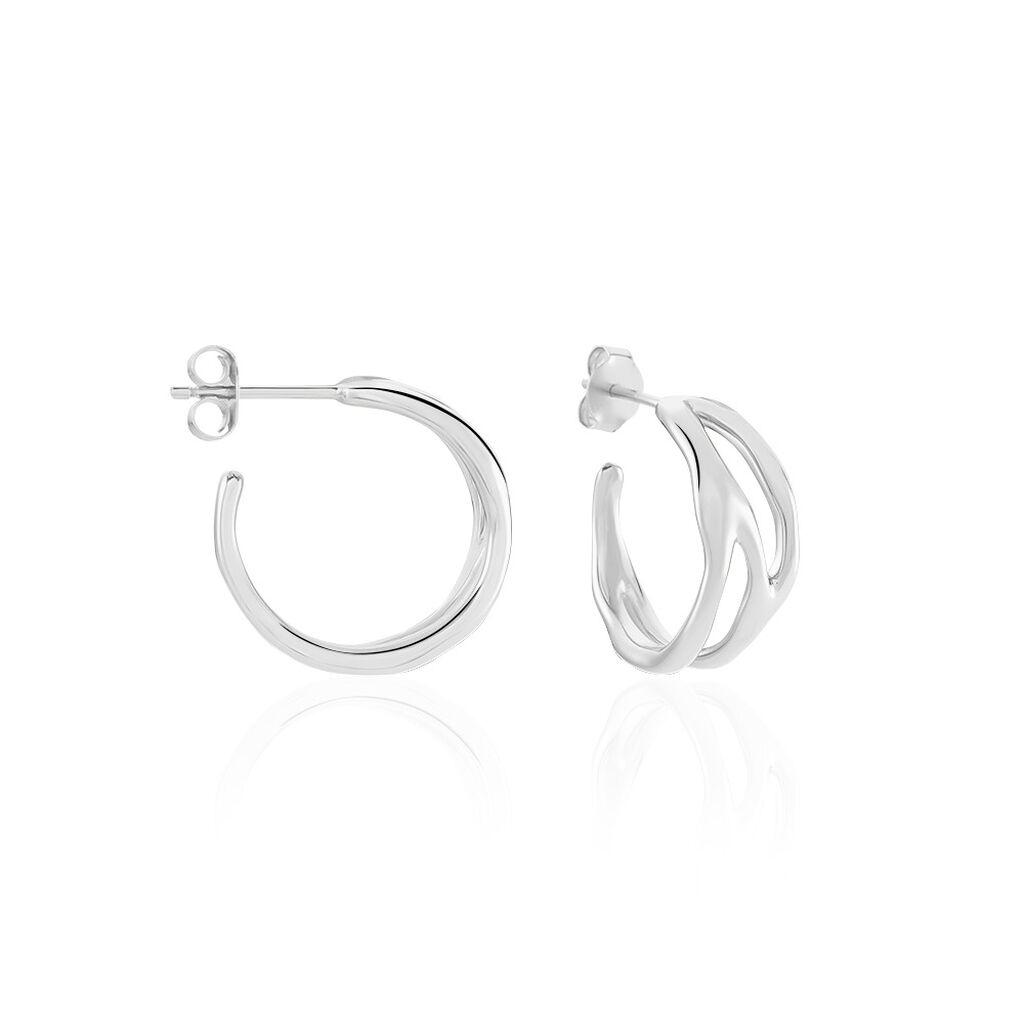 Cr&eacute;oles Shae Argent Blanc - Boucles d'oreilles cr&eacute;oles Femme | Histoire d&rsquo;Or