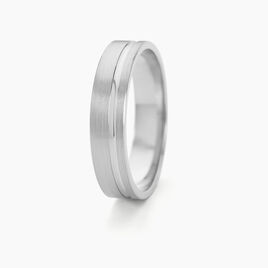 Alliance Mat Et Brillant Liseret Ruban Plat Palladium Blanc - Alliances Homme | Histoire d’Or
