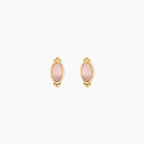 Boucles D'Oreilles Puces Vintage Love Plaqu&eacute; Or Jaune Pierre D'Imitation - Boucles d'oreilles empierr&eacute;es Femme | Histoire d&rsquo;Or