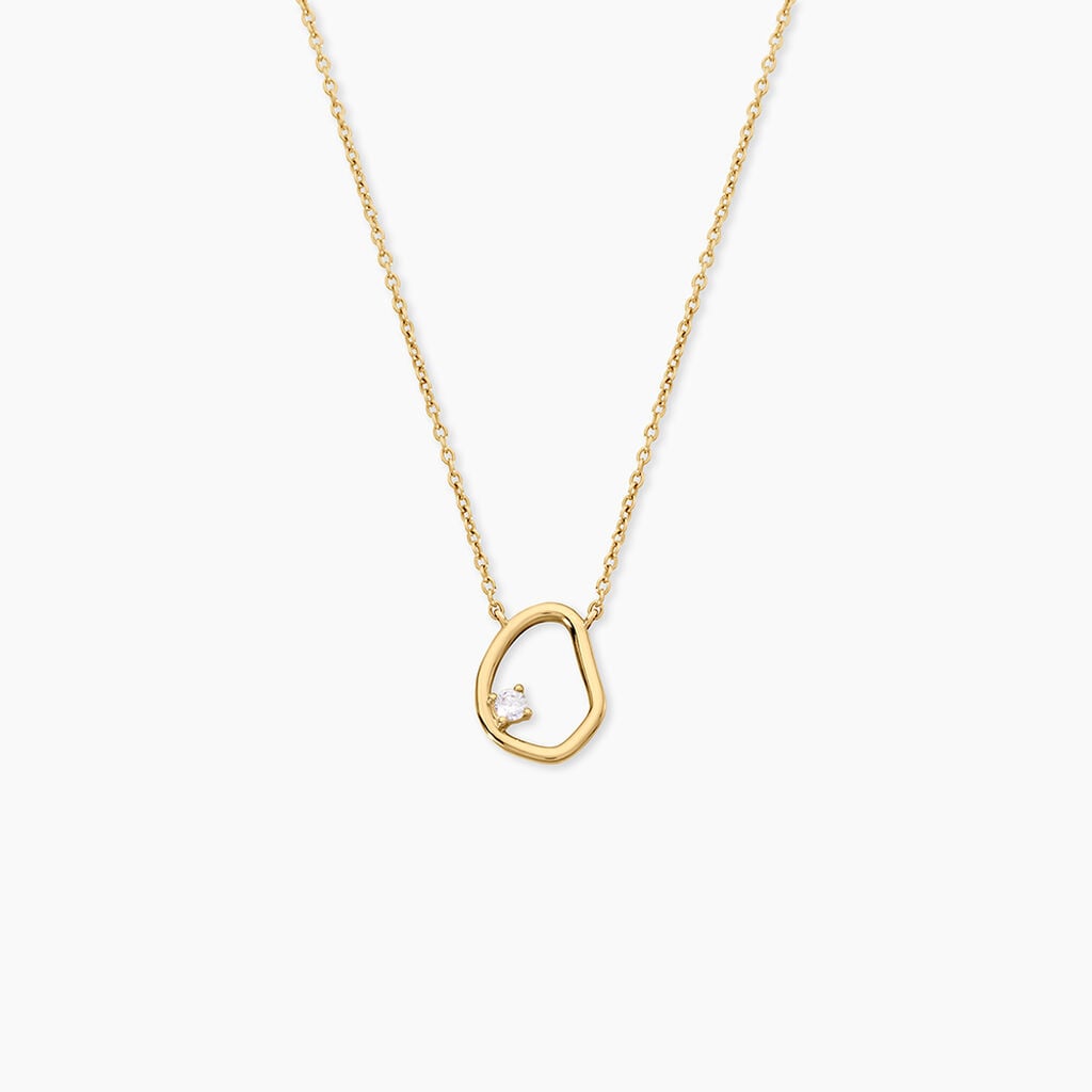 Collier Galen Argent Dor&eacute; A L'Or 750/1000 Oxyde De Zirconium - Colliers Femme | Histoire d&rsquo;Or
