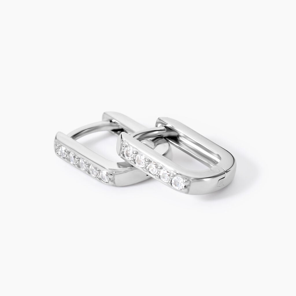 Cr&eacute;oles Amae Argent Blanc Oxydes De Zirconium - Boucles d'oreilles cr&eacute;oles Femme | Histoire d&rsquo;Or