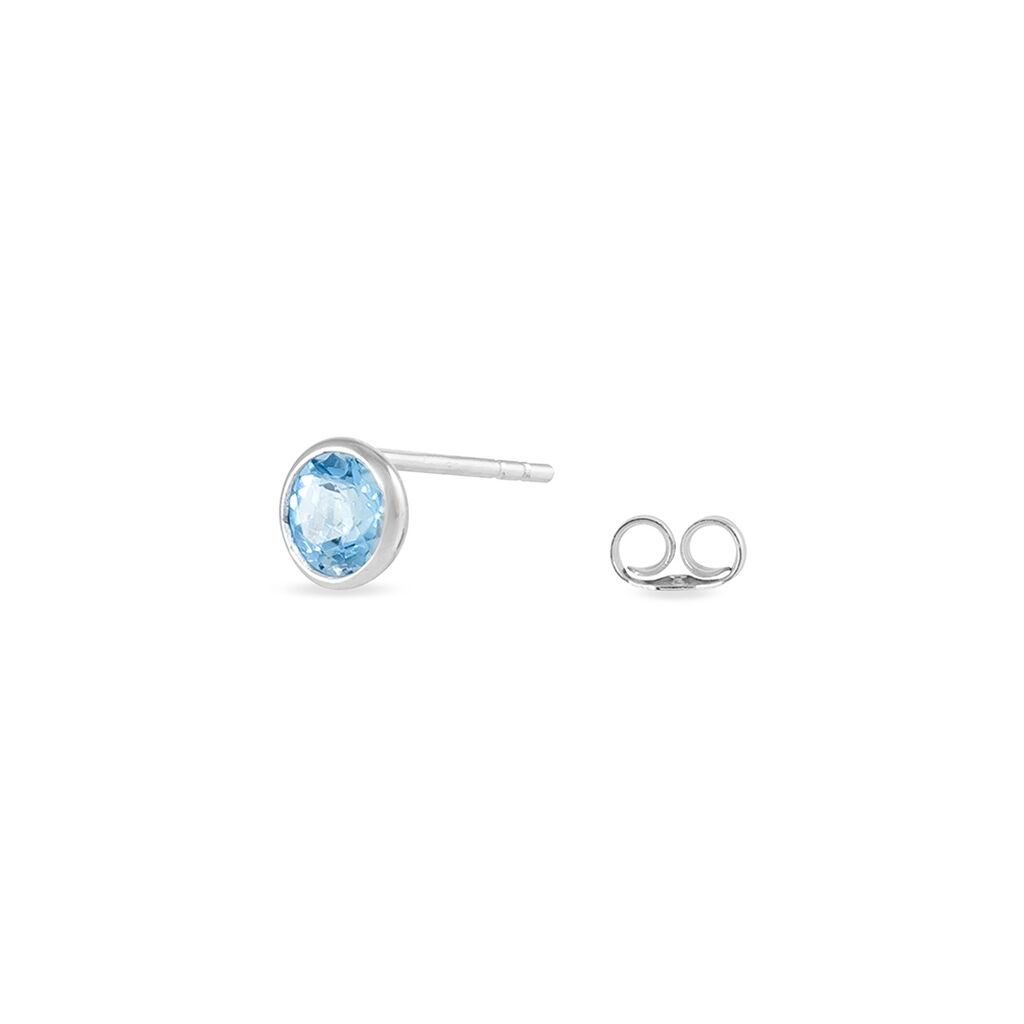 Boucles D'oreilles Puces Edy Serti Clos Or Blanc Topaze - Clous d'oreilles Femme | Histoire d&rsquo;Or