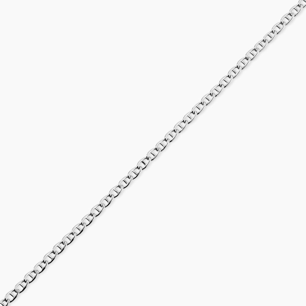 Bracelet Capucin Or Blanc Maille Marine Plate - Bracelets cha&icirc;ne Femme | Histoire d&rsquo;Or