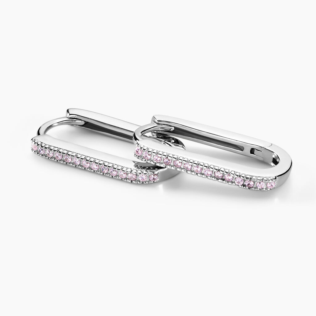 Créoles Lutetia Argent Blanc Oxyde De Zirconium - Boucles d'oreilles créoles Femme | Histoire d’Or