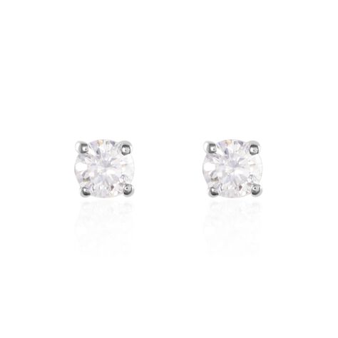 Boucles D'oreilles Puces Or Blanc Victoria Diamants - Clous d'oreilles Femme | Histoire d&rsquo;Or