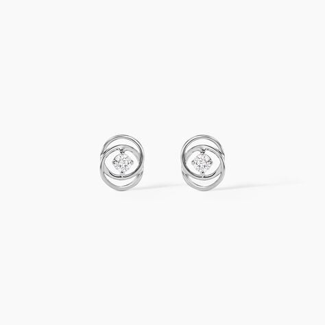 Boucles D'oreilles Puces Nid D'amour Or Blanc Diamant - Clous d'oreilles Femme | Histoire d&rsquo;Or