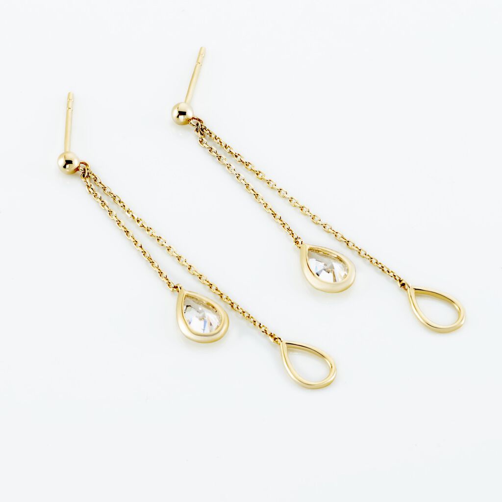 Bo Pendantes Or Jaune Emerika Oxyde De Zirconium - Boucles d'oreilles pendantes Femme | Histoire d&rsquo;Or