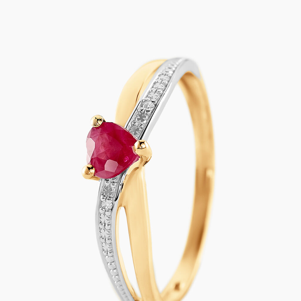 Bague Skylar Or Bicolore Rubis Diamant - Bagues solitaires Femme | Histoire d’Or