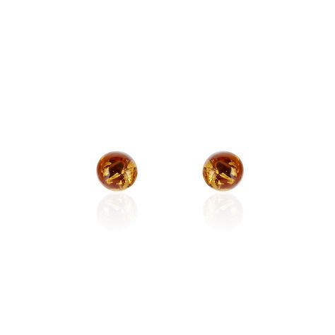 Boucles D'oreilles Puces Brunhild Argent Blanc Ambre - Boucles d'oreilles fantaisie Femme | Histoire d’Or