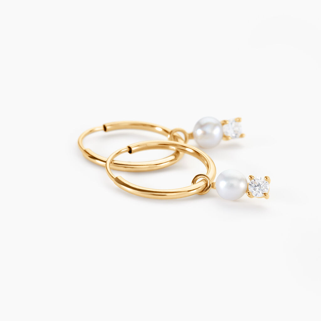Cr&eacute;oles Nekane Or Jaune Perle De Culture Oxyde De Zirconium - Boucles d'oreilles cr&eacute;oles Femme | Histoire d&rsquo;Or