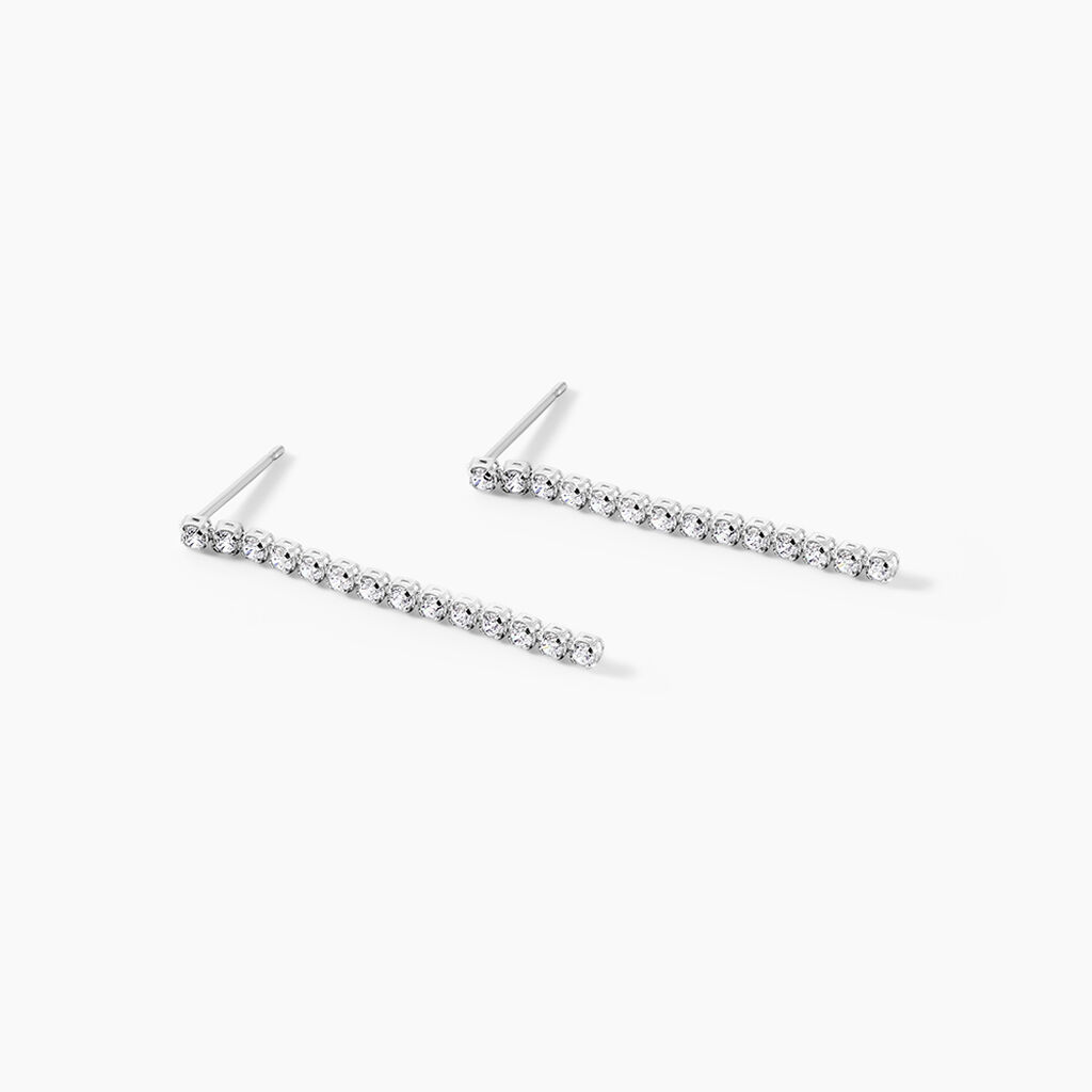 Boucles D'Oreilles Pendantes Ercole Or Blanc Oxyde De Zirconium - Boucles d'oreilles pendantes Femme | Histoire d&rsquo;Or