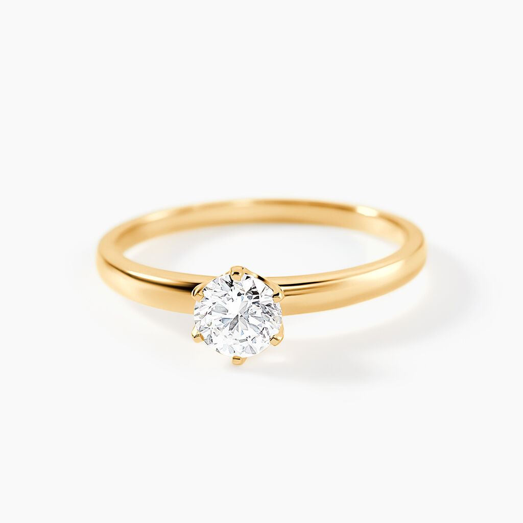 Bague Solitaire Or Jaune Diamant Synthetique - Bagues solitaires Femme | Histoire d&rsquo;Or