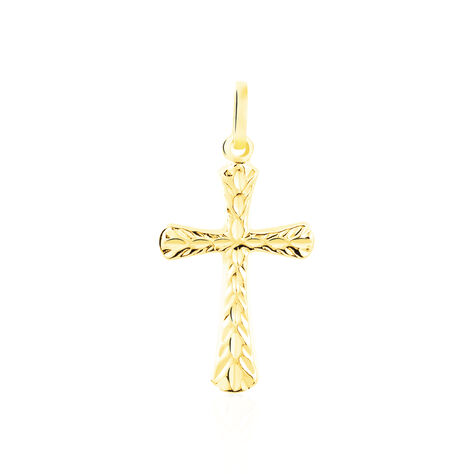 Pendentif Bathilde Croix Striee Or Jaune - Pendentifs Baptême Famille | Histoire d’Or