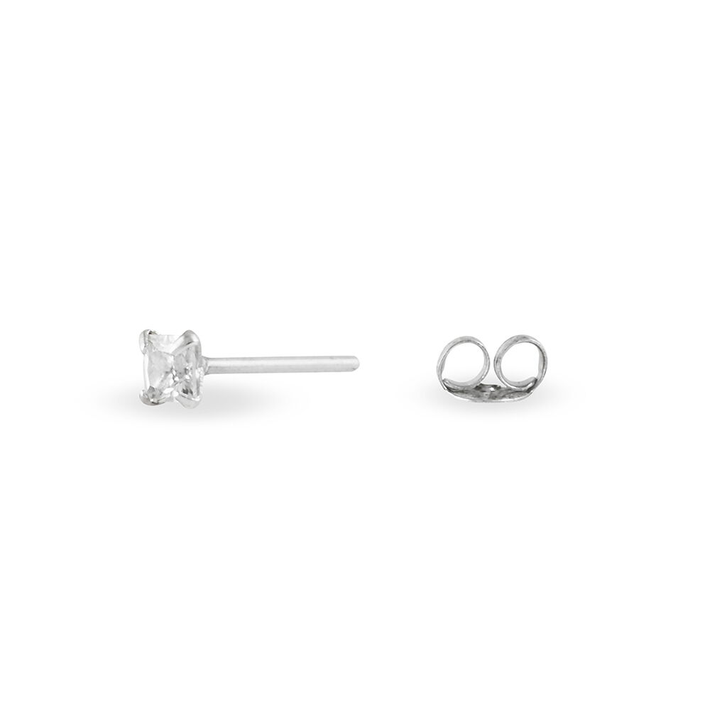 Boucles D'oreilles Puces Carre Argent Blanc Oxyde De Zirconium - Boucles d'oreilles fantaisie Femme | Histoire d’Or