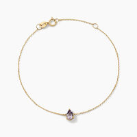 Bracelet Goutte Or Jaune Améthyste