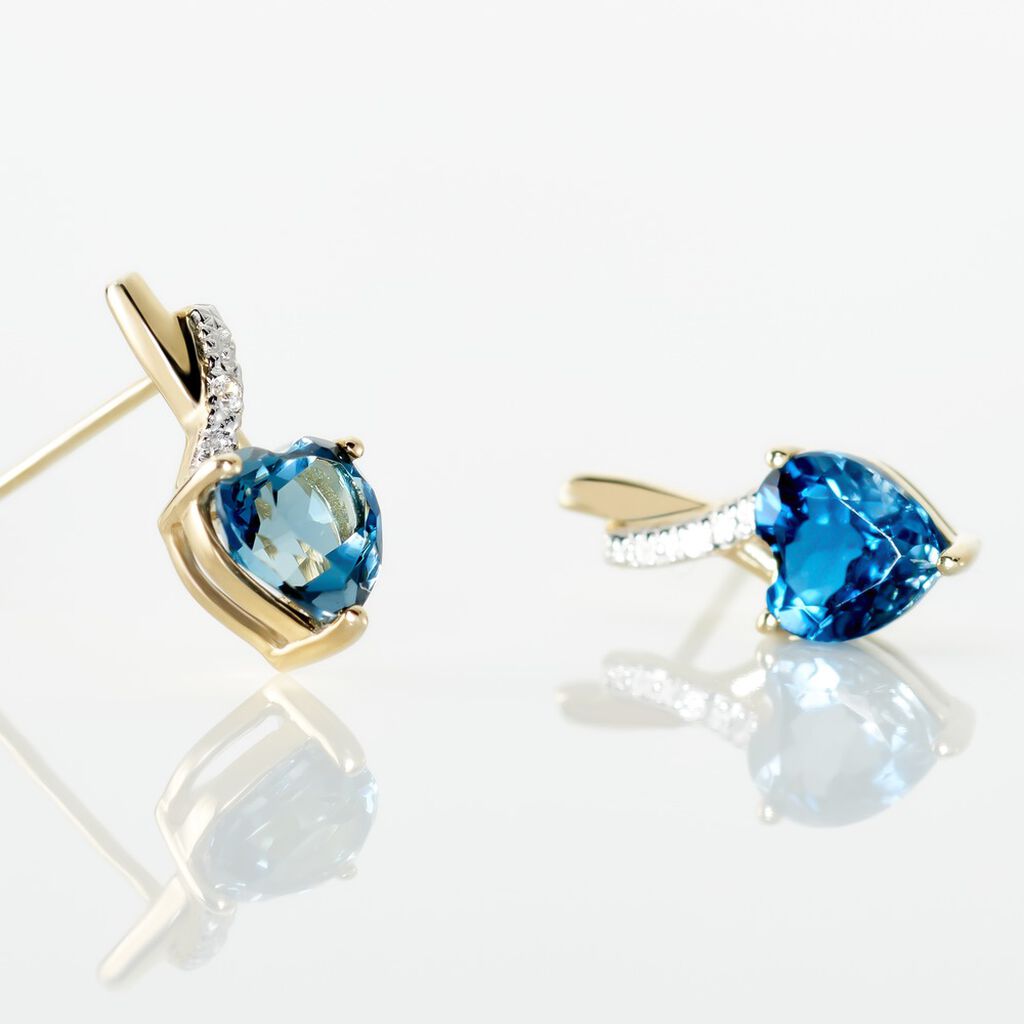 Boucles D'oreilles Puces Or Jaune Clothilde Topaze Et Oxydes - Clous d'oreilles Femme | Histoire d’Or
