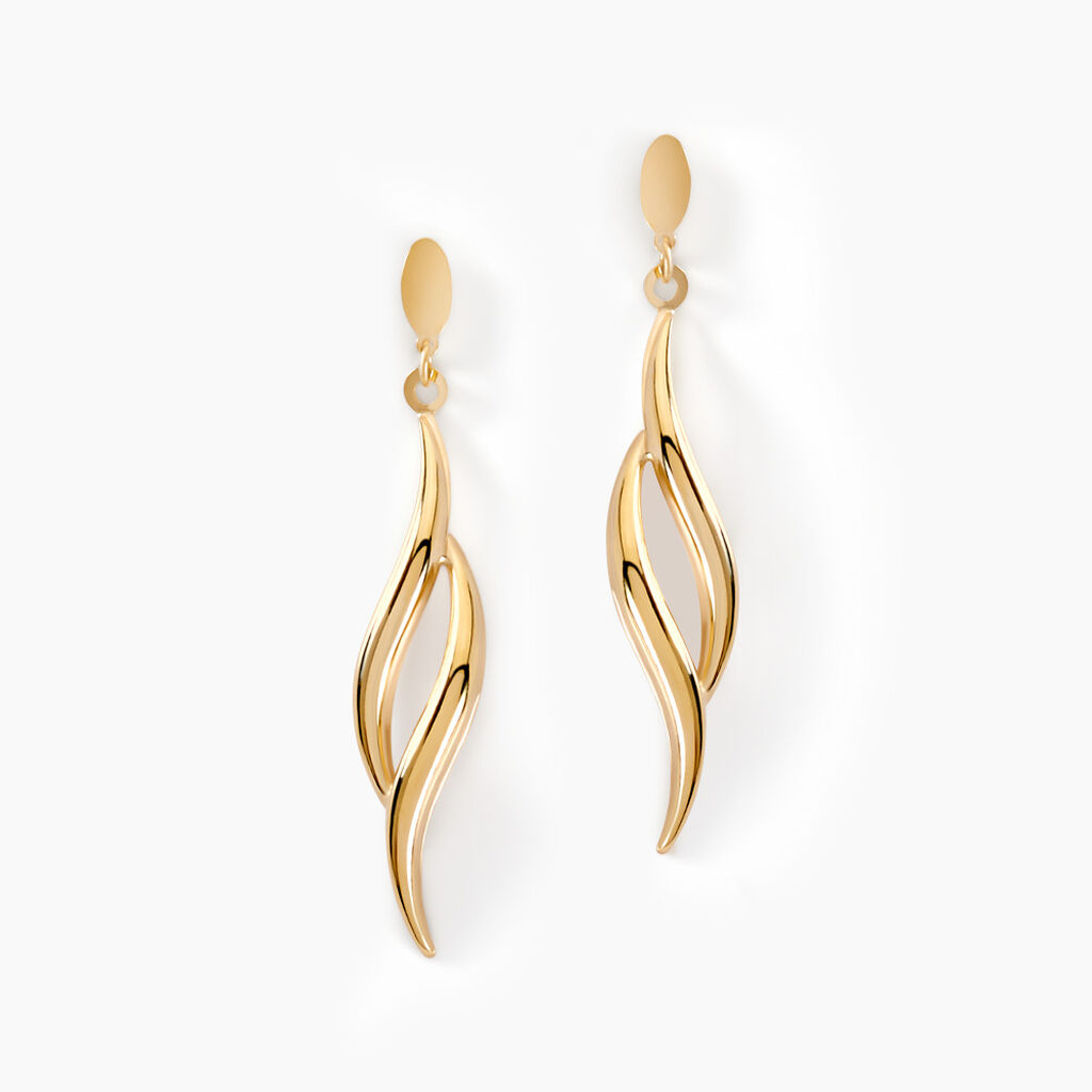 Boucles D'oreilles Pendantes Merone Vagues Or Jaune - Boucles d'oreilles pendantes Femme | Histoire d&rsquo;Or