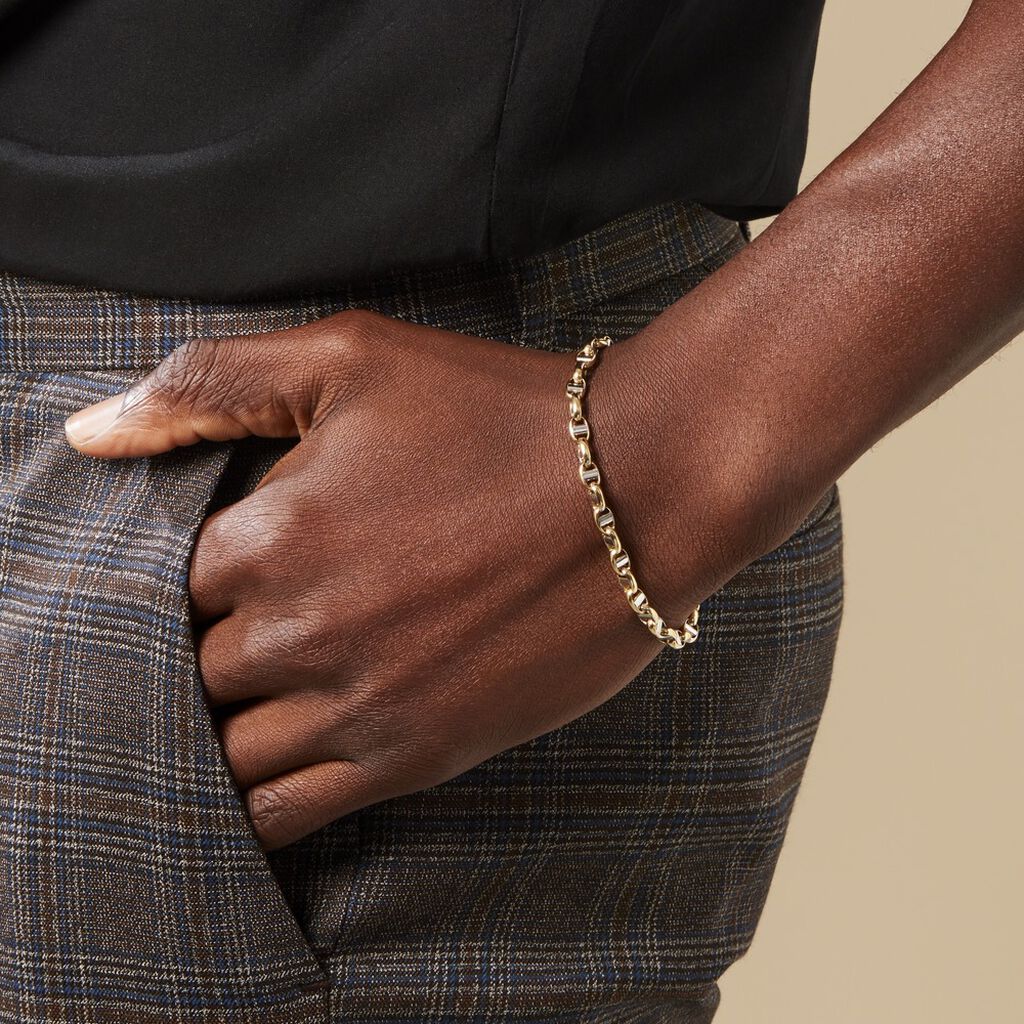 Bracelet Carlo Or Bicolore Maille Marine Ronde - Bracelets chaîne Homme | Histoire d’Or