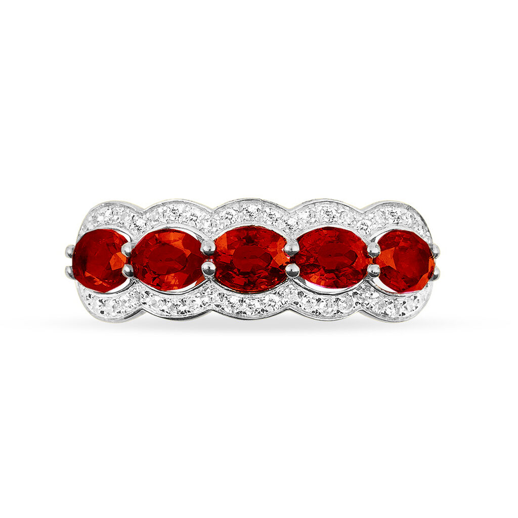 Bague Margaux Or Blanc Grenat Et Diamant - Bagues avec pierre Femme | Histoire d’Or