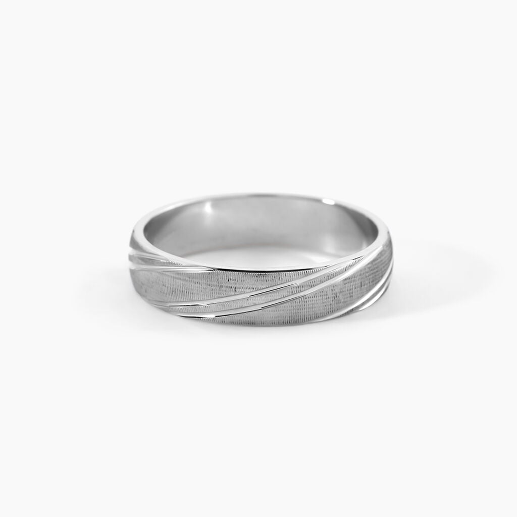 Alliance Ketly Argent Blanc - Alliances demi-jonc Homme | Histoire d&rsquo;Or