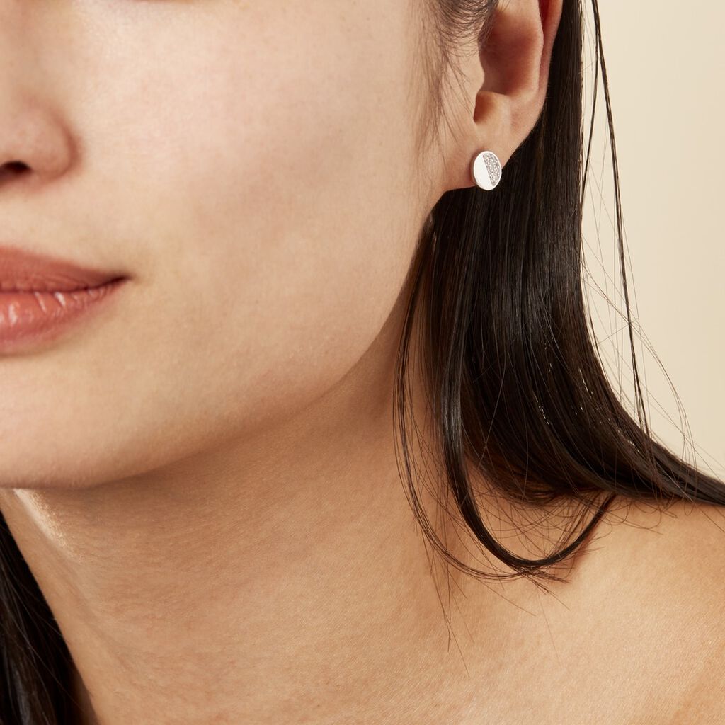 Boucles D'oreilles Puces Argent Blanc Viviano Oxydes De Zirconium - Boucles d'oreilles fantaisie Femme | Histoire d’Or