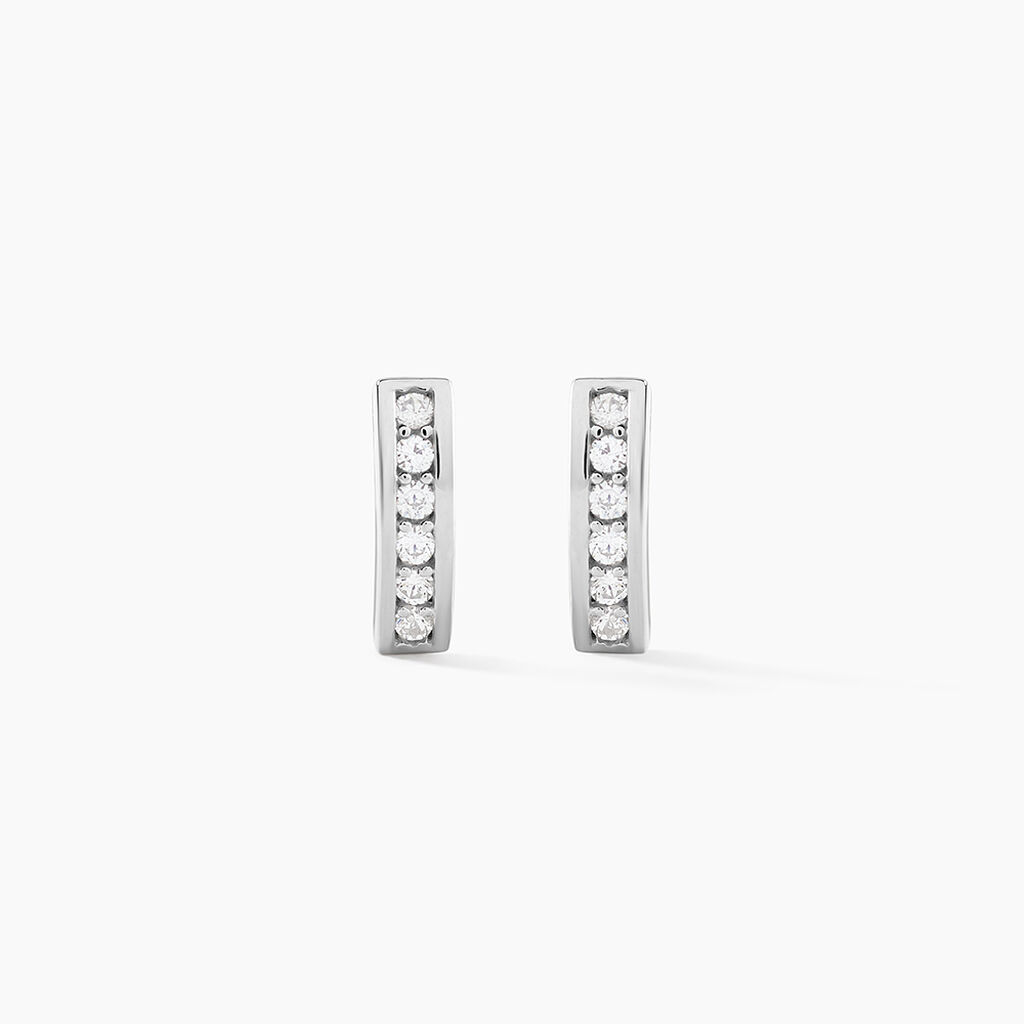 Créoles Tuna Rondes Argent Blanc Oxyde De Zirconium - Boucles d'oreilles créoles Femme | Histoire d’Or