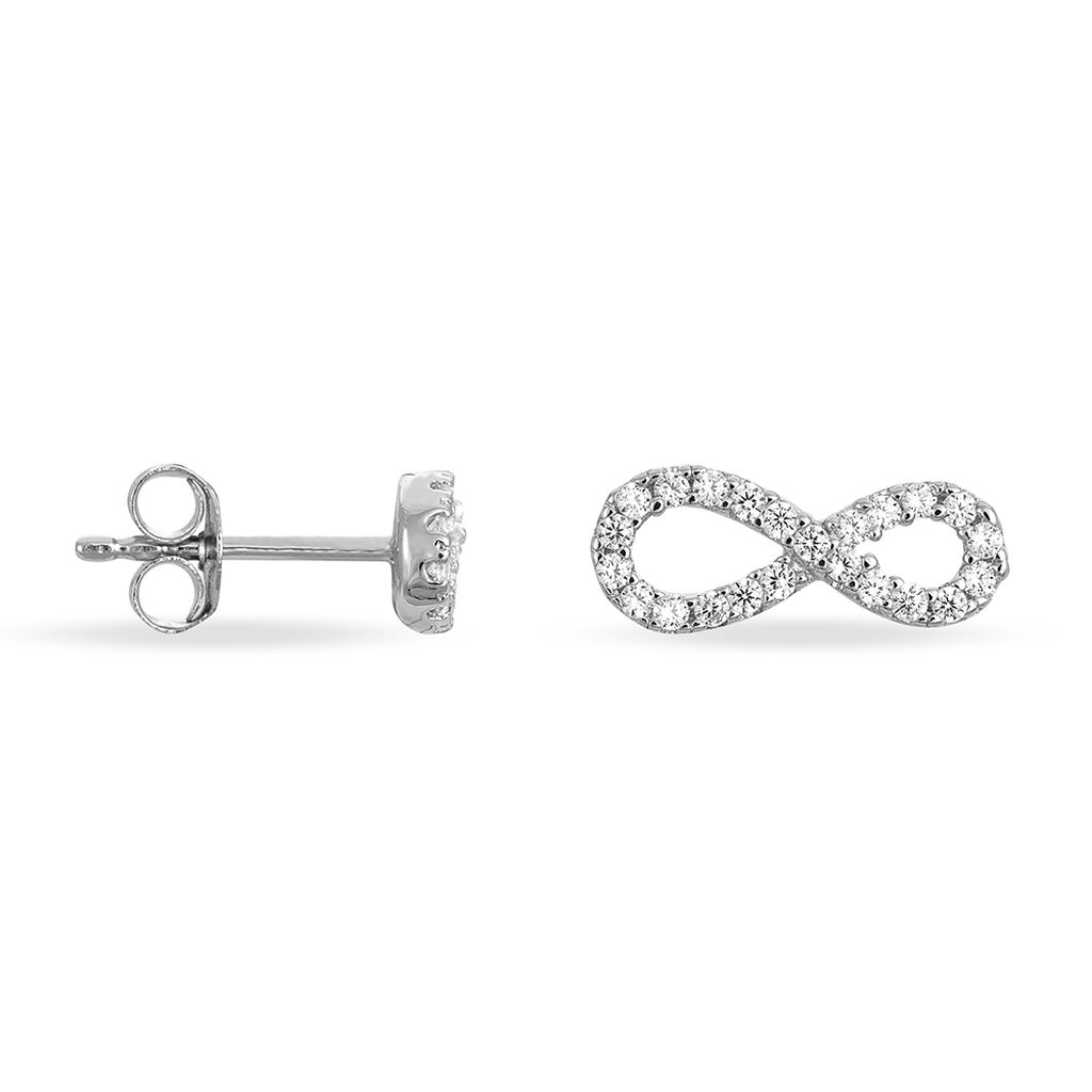 Boucles D'oreilles Puces Clélia Argent Blanc Oxyde De Zirconium - Boucles d'oreilles fantaisie Femme | Histoire d’Or