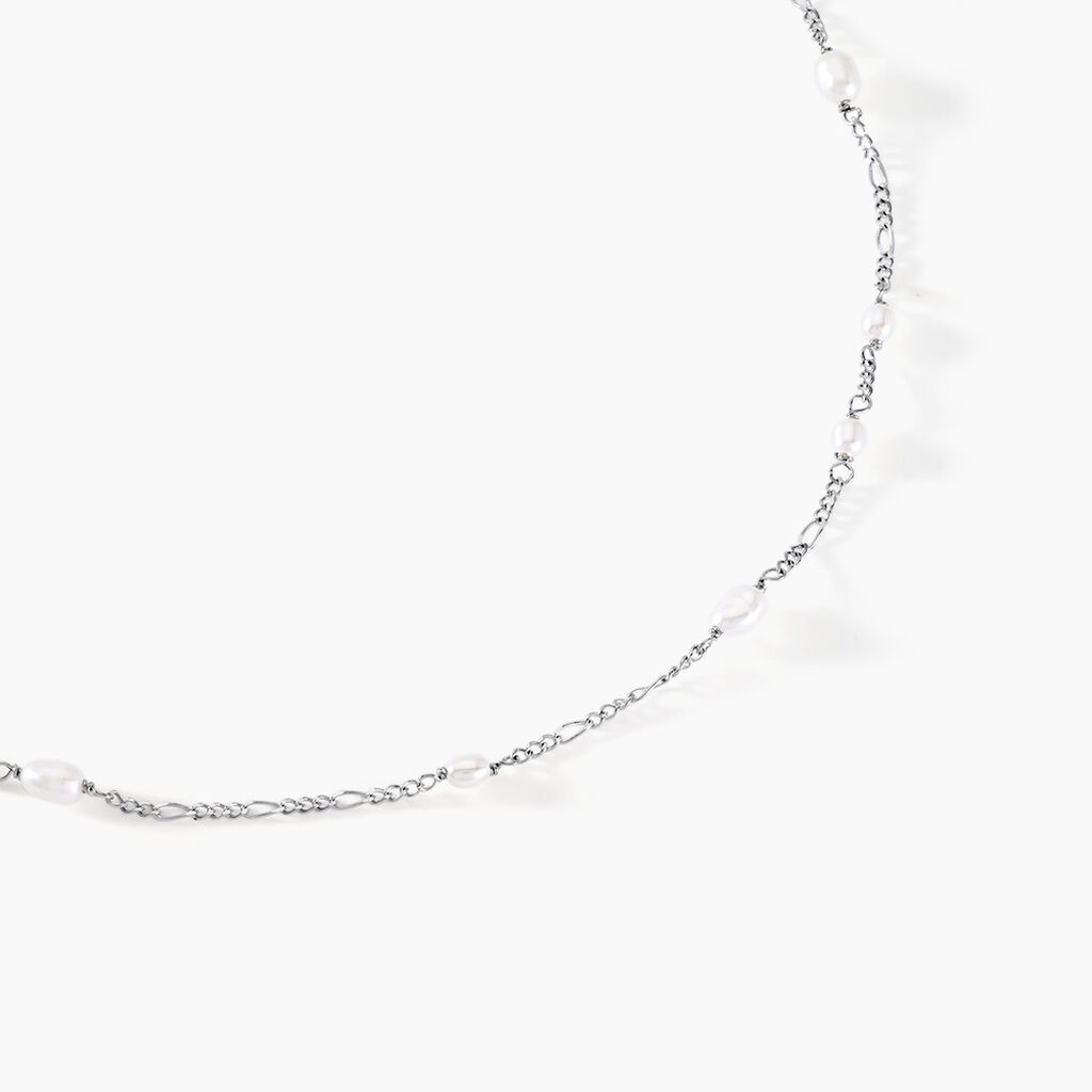 Collier Onassis Argent Blanc Perle De Culture - Colliers fantaisie Femme | Histoire d’Or