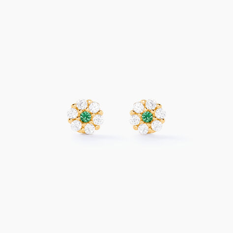 Boucles D'oreilles Puces Margaid Or Jaune Oxyde De Zirconium - Clous d'oreilles Femme | Histoire d’Or