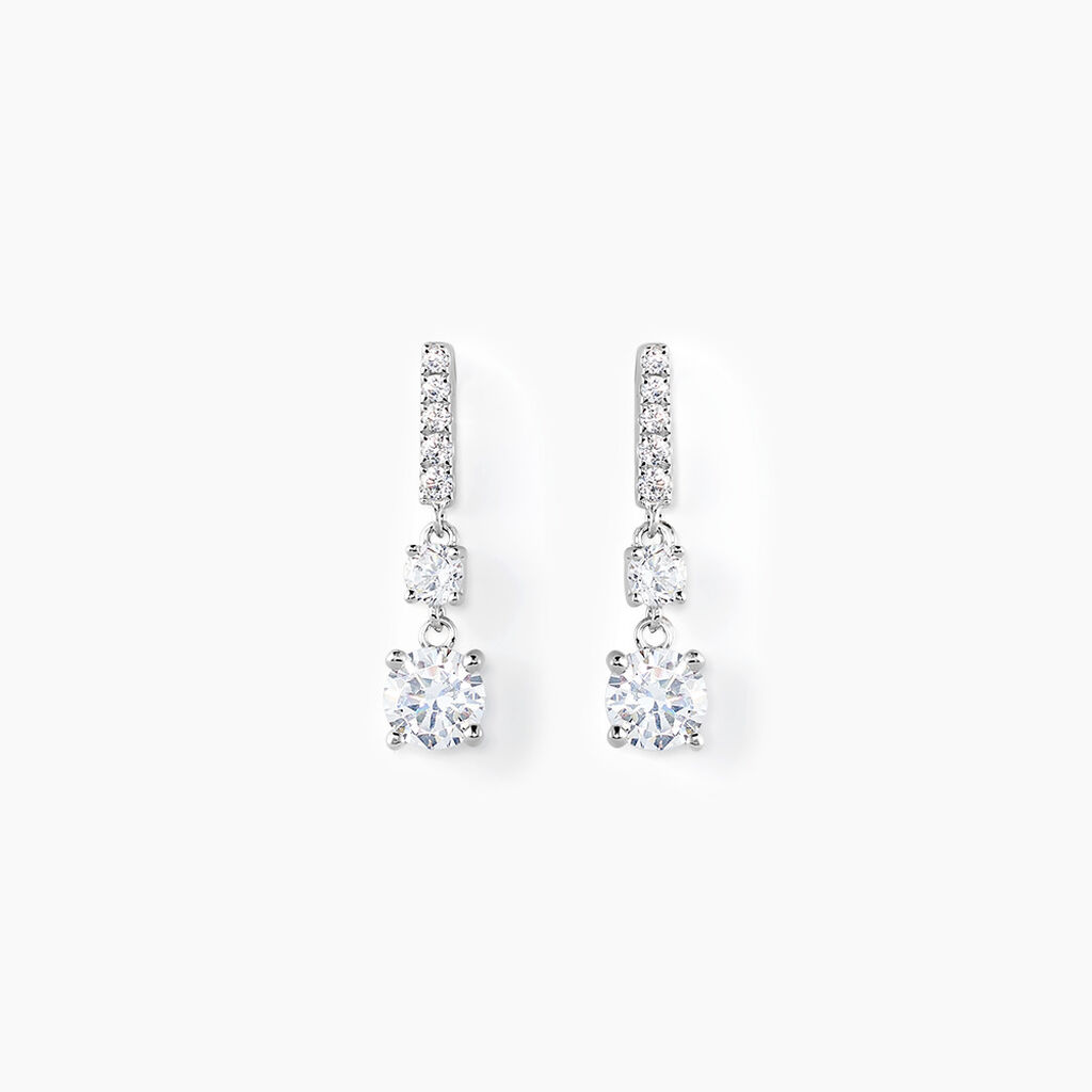 Boucles D'oreilles Pendantes Corianne Argent Blanc Oxyde De Zirconium - Boucles d'oreilles fantaisie Femme | Histoire d&rsquo;Or