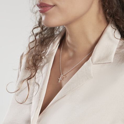 Pendentif Canice Croix Or Blanc Oxyde De Zirconium - Pendentifs Communion Femme | Histoire d’Or