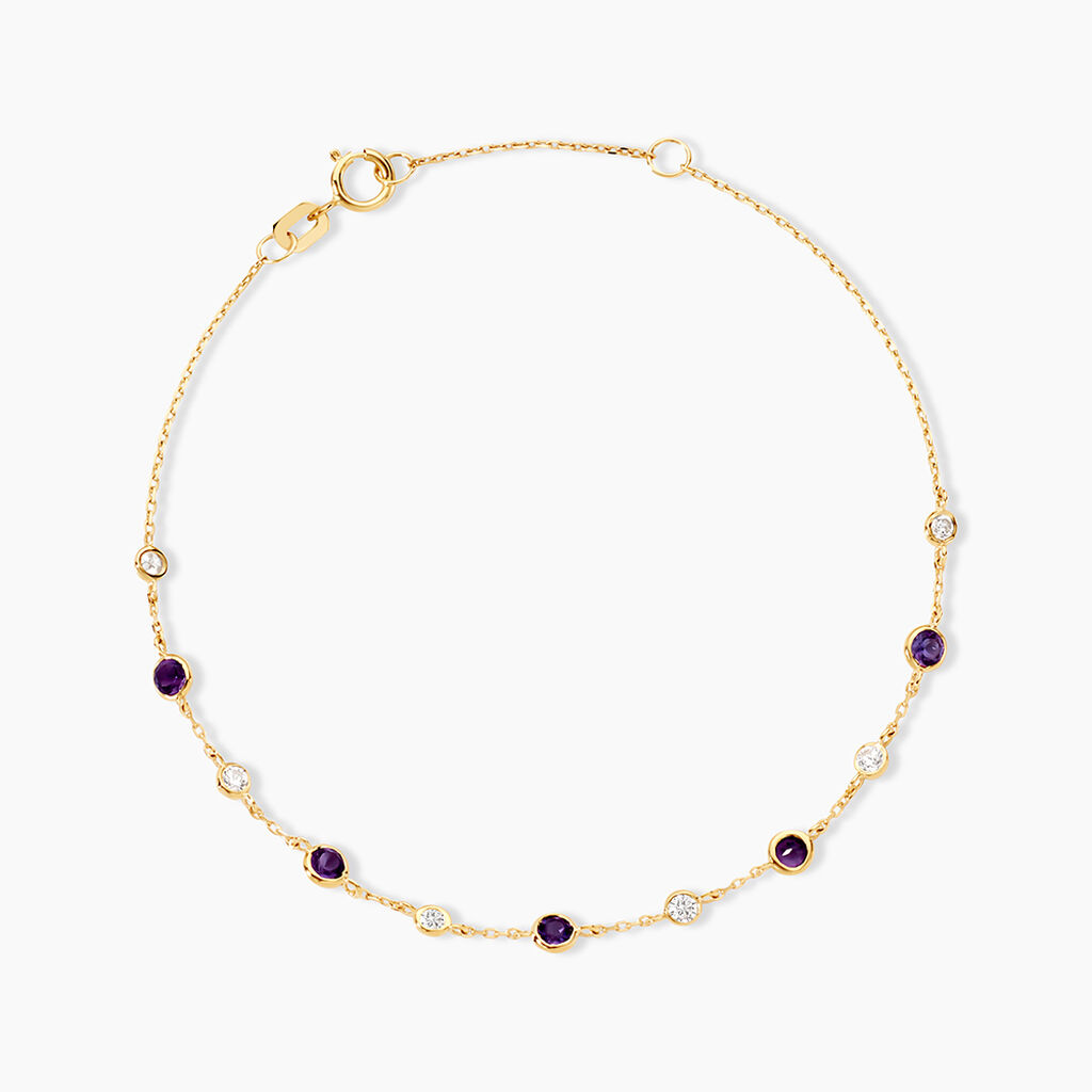 Bracelet Falk Or Jaune Am&eacute;thyste Oxyde De Zirconium - Bracelets Femme | Histoire d&rsquo;Or