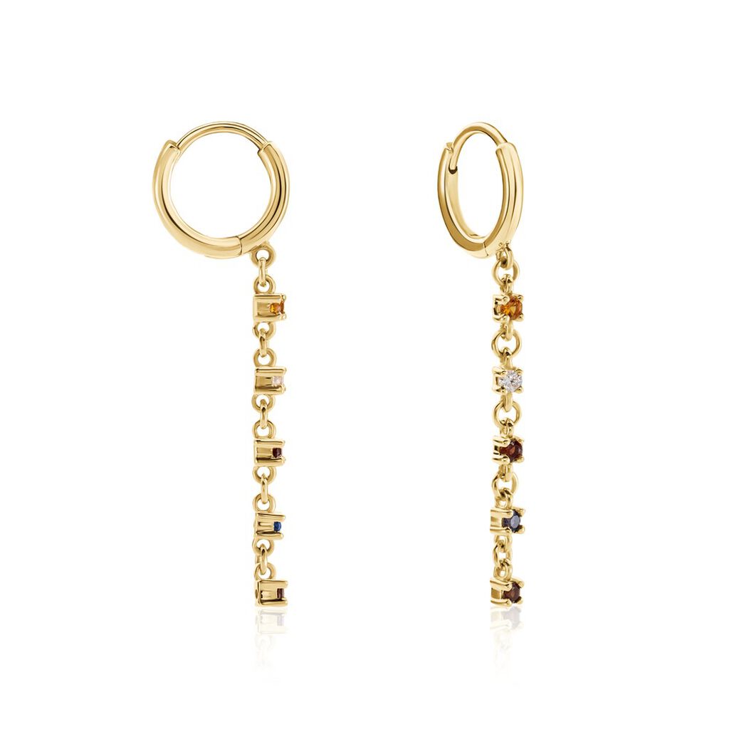 Cr&eacute;oles C&eacute;ph&eacute;e Plaqu&eacute; Or Dor&eacute; Oxyde De Zirconium - Boucles d'oreilles cr&eacute;oles Femme | Histoire d&rsquo;Or