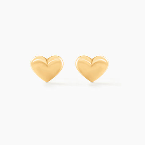 Boucles D'oreilles Puces Aricia Coeur Or Jaune - Clous d'oreilles Enfant | Histoire d&rsquo;Or