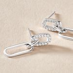 Boucles D'oreilles Pendantes Trait D'union Argent Blanc Oxyde - Boucles d'oreilles fantaisie Femme | Histoire d&rsquo;Or