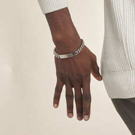 Bracelet Identité Adoline Acier Blanc Diamant - Gourmettes Homme | Histoire d’Or