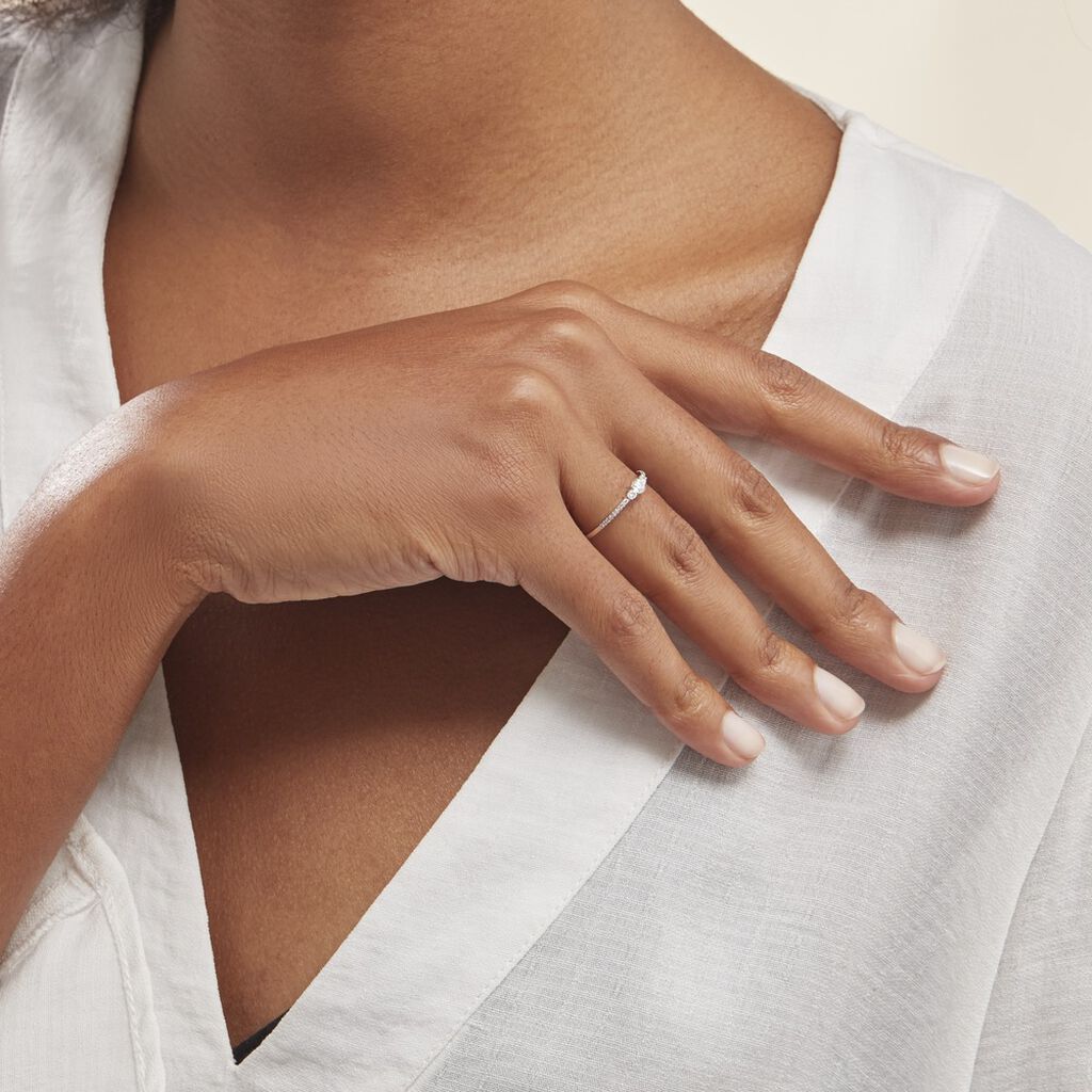 Bague Or Blanc Sabine Diamants - Bagues solitaires Femme | Histoire d’Or