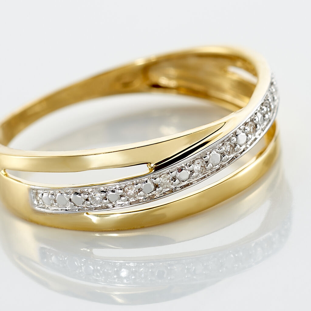 Bague Croisee Or Jaune Diamant - Bagues avec pierre Femme | Histoire d’Or
