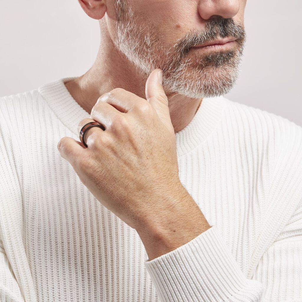 Bague Acier Noir Jakub - Bagues fantaisie Homme | Histoire d&rsquo;Or