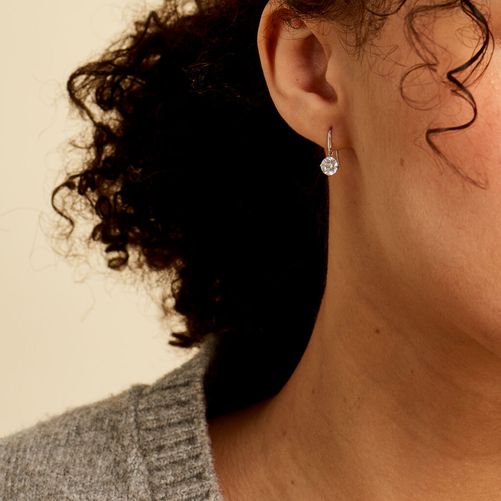 Boucles D'oreilles Pendantes Or Blanc Aedhan Oxydes - Boucles d'oreilles pendantes Femme | Histoire d’Or