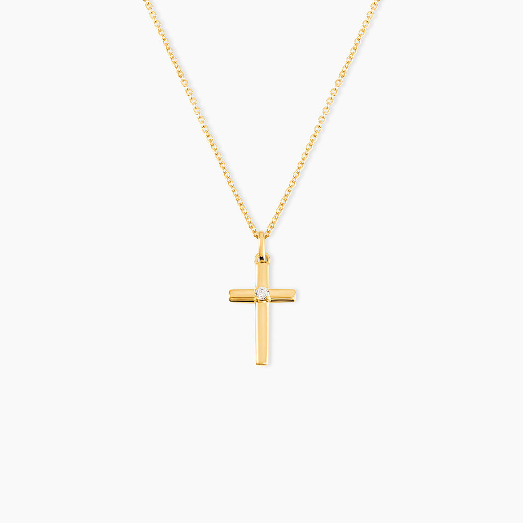 Pendentif Cornell Or Jaune Oxyde De Zirconium - Pendentifs Bapt&ecirc;me Famille | Histoire d&rsquo;Or