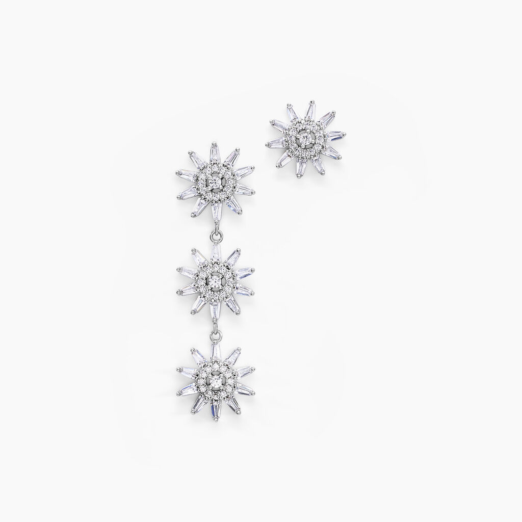 Boucles D'oreilles Pendantes Daisy Argent Blanc Oxyde De Zirconium - Boucles d'oreilles pendantes Femme | Histoire d’Or