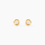 Boucles D'oreilles Puces Eden Serti Pneu Or Jaune Oxyde De Zirconium - Clous d'oreilles Femme | Histoire d&rsquo;Or