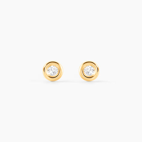Boucles D'oreilles Puces Eden Serti Pneu Or Jaune Oxyde De Zirconium - Clous d'oreilles Femme | Histoire d’Or