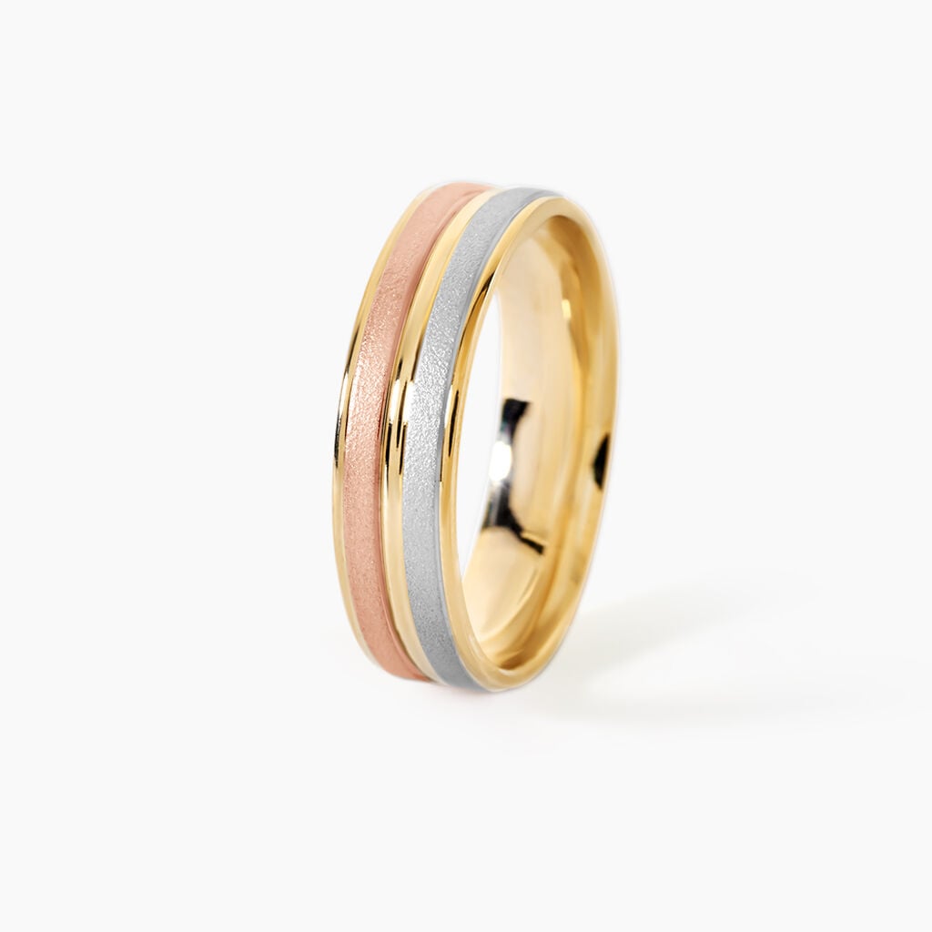 Alliance Triade Ruban Plat Or Tricolore - Alliances Unisex | Histoire d&rsquo;Or