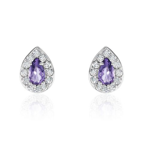 Boucles D'oreilles Puces Argent Blanc Tania Oxydes De Zirconium - Boucles d'oreilles fantaisie Femme | Histoire d’Or
