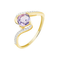 Bague Maria-serena Or Jaune Amethyste Et Oxyde De Zirconium